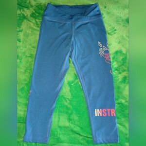 Zumba Fitness Blue Leggings with Pink Accents